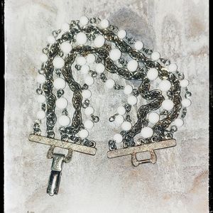 Vintage Coro Signed Bracelet White Beads 5 Strand